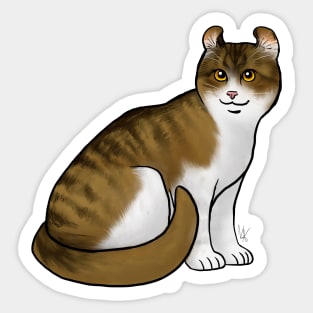 Cat - American Curl - Shorthair White and Tabby Sticker